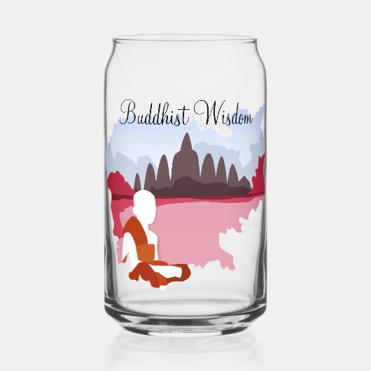 カンボジアの仏教の叡智の地図と僧侶 ガラス缶 (正面)