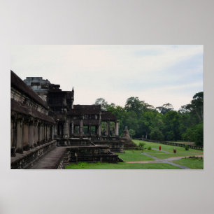 カンボジアの古代寺院アンコールワット - 旅行写真 ポスター