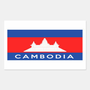 カンボジアの国旗の記号の名前の文字 長方形シール