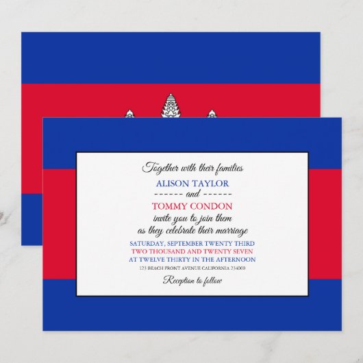 カンボジアの国旗, カンボジア国旗 結婚式 招待状 (正面/裏面)