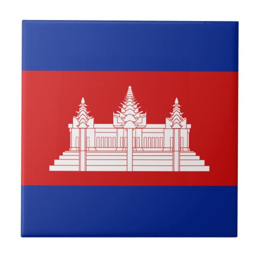 カンボジアの国旗 セラミックタイル (正面)