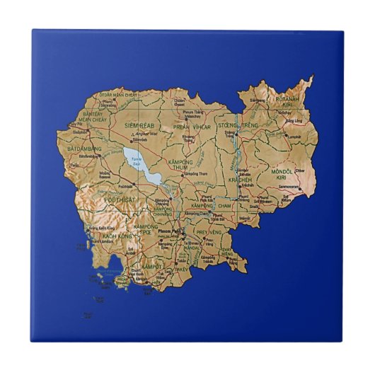カンボジアの地図のタイル タイル (正面)