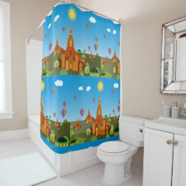 カンボジアの寺院 シャワーカーテン