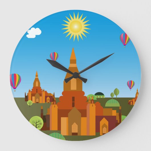 カンボジアの寺院 ラージ壁時計 (正面)