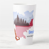 カンボジアの思い出の地図と僧侶パーソナライズされた カフェラテマグ (正面)