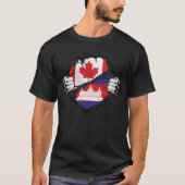 カンボジアの手に付いたルーツ国旗 Tシャツ (正面)