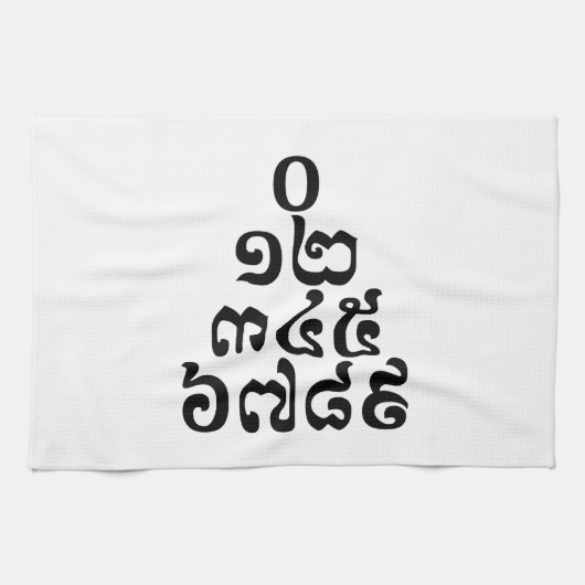 カンボジアの数字ピラミッド - ០ ១២ ៣៤៥ ៦៧៨៩ クメール語 キッチンタオル (横)