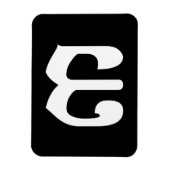 カンボジアの数字3 / 三 / ៣ (Bei) - クメール文字 マグネット (縦)