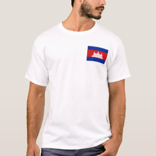 カンボジアの旗および地図のTシャツ Tシャツ