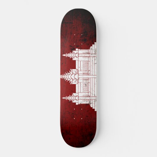 カンボジアの黒くグランジな旗 スケートボード (正面)