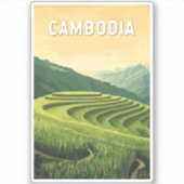 カンボジアイラストレーショントラベルアートヴィンテージ シール (正面)