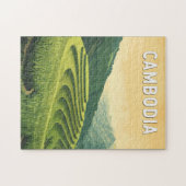 カンボジアイラストレーショントラベルアートヴィンテージ ジグソーパズル (横)