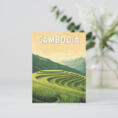 カンボジアイラストレーショントラベルアートヴィンテージ ポストカード (スタンド正面)