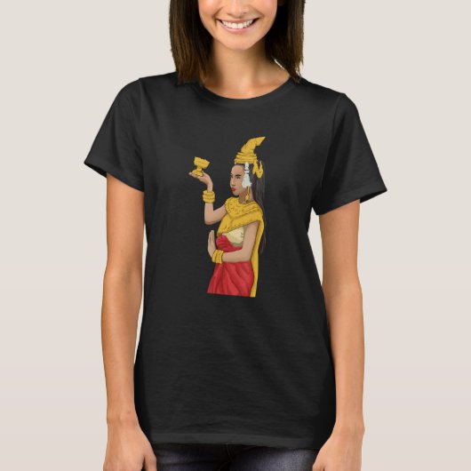 カンボジアクメール伝統的ダンスアプサラ Tシャツ (正面)