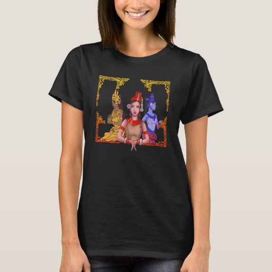 カンボジアクメール伝統的ダンスアプサラ Tシャツ (正面)