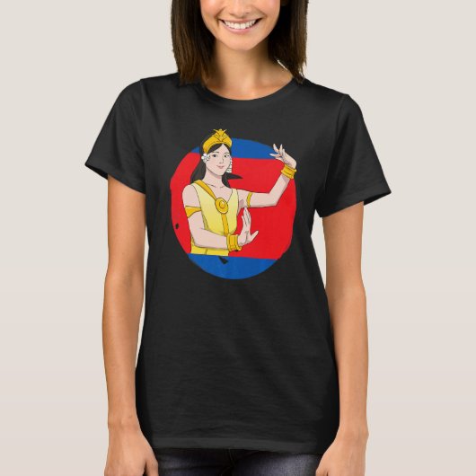 カンボジアクメール伝統的ダンスアプサラ Tシャツ (正面)