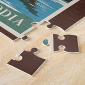 カンボジアテンプルイラストレーショントラベルアートヴィンテージ ジグソーパズル (側面)