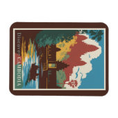 カンボジアテンプルイラストレーショントラベルアートヴィンテージ マグネット (横)