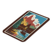 カンボジアテンプルイラストレーショントラベルアートヴィンテージ マグネット (左側)