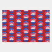 カンボジアフラグ、ハート、カンボジアのファッション/ギフトセット ラッピングペーパーシート (正面3)