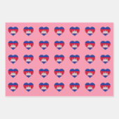 カンボジアフラグ、ハート、カンボジアのファッション/ギフトセット ラッピングペーパーシート (正面2)