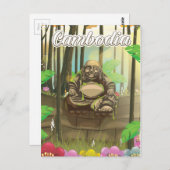 カンボジアブッダのヴィンテージ旅行ポスター ポストカード (正面/裏面)