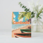 カンボジアヴィンテージ旅行ポスター ポストカード (スタンド正面)