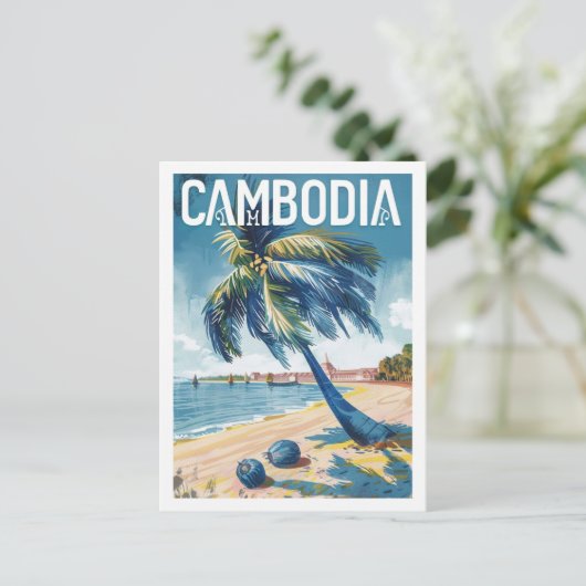カンボジアヴィンテージ有名な旅行の場所 ポストカード (スタンド正面)