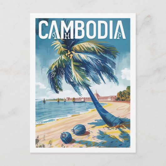 カンボジアヴィンテージ有名な旅行の場所 ポストカード (正面)
