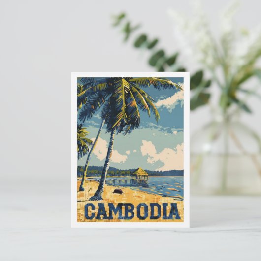 カンボジアヴィンテージ有名な旅行の場所 ポストカード (スタンド正面)