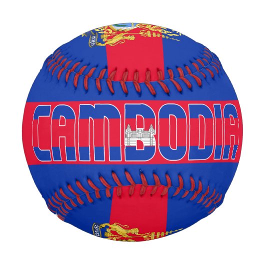 カンボジア国旗とコート・オブ・アームズ 野球ボール (正面)