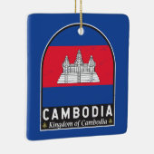 カンボジア国旗のエンブレム動揺してヴィンテージ セラミックオーナメント (右)