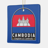 カンボジア国旗のエンブレム動揺してヴィンテージ セラミックオーナメント (左)