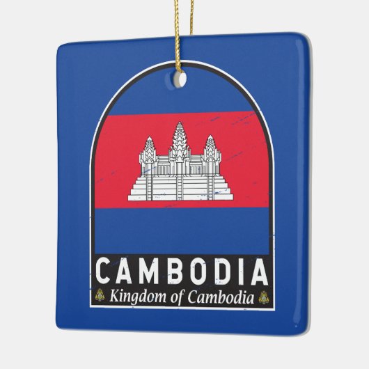 カンボジア国旗のエンブレム動揺してヴィンテージ セラミックオーナメント (左)