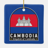 カンボジア国旗のエンブレム動揺してヴィンテージ セラミックオーナメント (裏面)