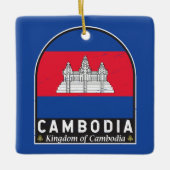 カンボジア国旗のエンブレム動揺してヴィンテージ セラミックオーナメント (正面)