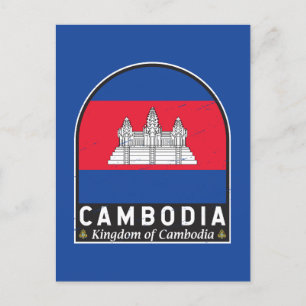 カンボジア国旗のエンブレム動揺してヴィンテージ ポストカード