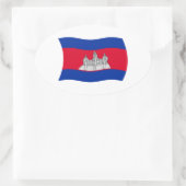 カンボジア国旗のシール 楕円形シール (バッグ)