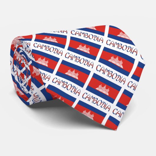 カンボジア国旗のタイル張り青パーソナライゼーション ネクタイ (ロール)
