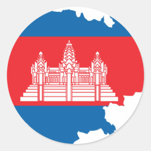 カンボジア国旗の地図 ラウンドシール