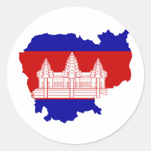 カンボジア国旗の地図KH ラウンドシール
