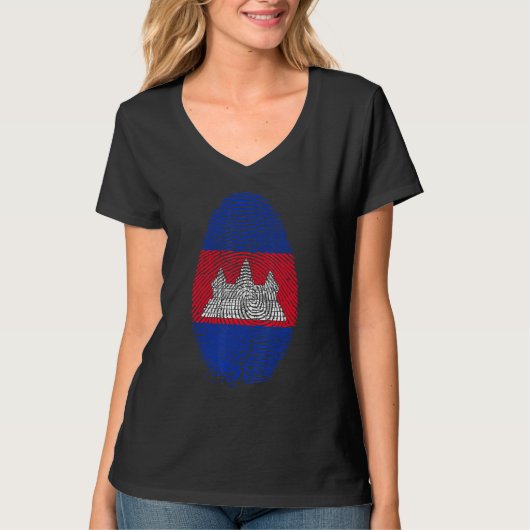 カンボジア国旗の指紋私のDnaカンボジアにある Tシャツ (正面)
