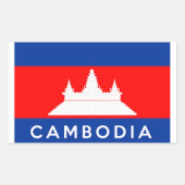 カンボジア国旗の記号名文字 長方形シール (正面)