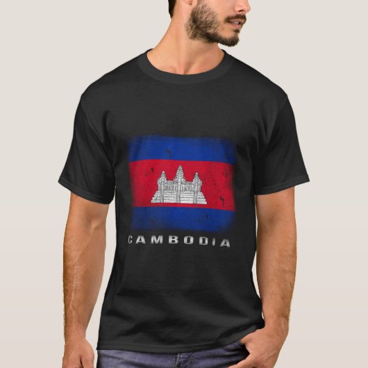 カンボジア国旗カンボジア・ラブ Tシャツ (正面)