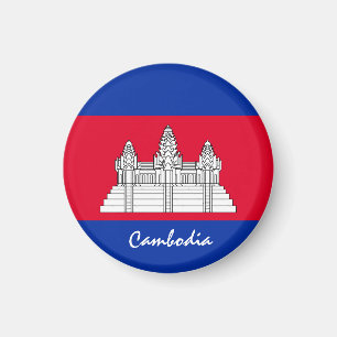 カンボジア国旗&アジア – 旅行・スポーツファン マグネット