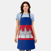 カンボジア国旗 エプロン (着用した状態)