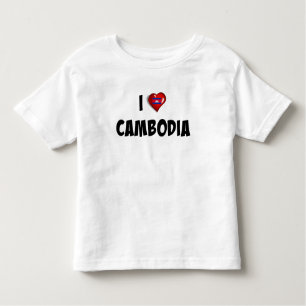 カンボジア国旗、カンボジア大好き トドラーTシャツ