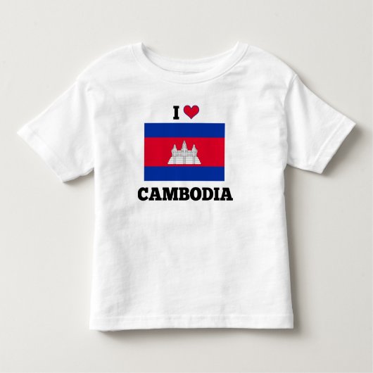 カンボジア国旗、カンボジア大好き トドラーTシャツ (正面)
