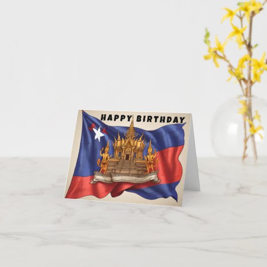 カンボジア国旗 カード (黄色い花)