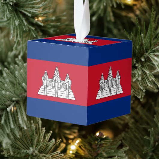 カンボジア国旗 キューブオーナメント (ツリー)